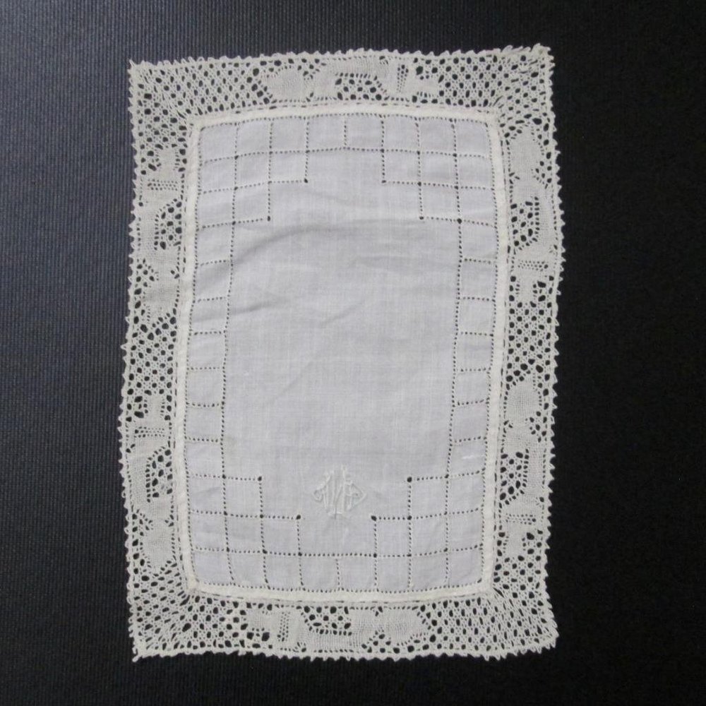 Vintage Monogram Pulled Thread Handkerchief Lot 3… - image 4